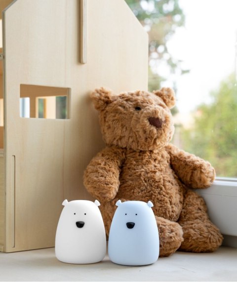 Rabbit & Friends Mini Miś – zestaw 2 lampek nocnych, biały i arktyczny błękit
