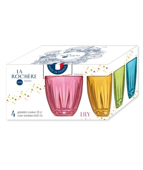 La Rochère Lily — komplet 4 kolorowych szklanek, 250 ml