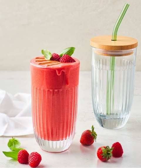 Ouessant Szklanka ze Szklaną Słomką i Pokrywką 400 ml