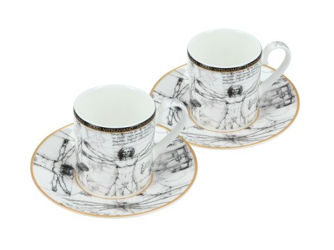 CARMANI Leonardo da Vinci – Człowiek witruwiański, 2 filiżanki espresso ze spodkami, 100 ml