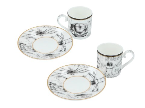 CARMANI Leonardo da Vinci – Człowiek witruwiański, 2 filiżanki espresso ze spodkami, 100 ml