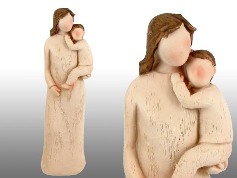 Hanipol Mama z dzieckiem — kremowa figurka dekoracyjna, 20 cm