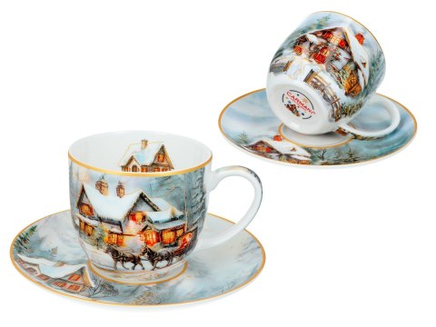 CARMANI Zimowa idylla — 2 filiżanki ze spodkami, 250 ml