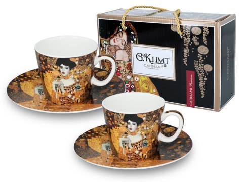 CARMANI Klimt Adela — 2 porcelanowe filiżanki espresso ze spodkami, 100 ml