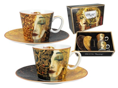CARMANI Złote łzy – 2 filiżanki espresso ze spodkami, 100 ml