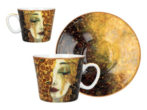 CARMANI Złote łzy – 2 filiżanki espresso ze spodkami, 100 ml