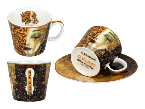 CARMANI Złote łzy – 2 filiżanki espresso ze spodkami, 100 ml