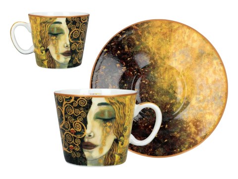 CARMANI Złote łzy – 2 filiżanki espresso ze spodkami, 100 ml