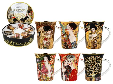 CARMANI Klimt — komplet 6 kubków 350 ml w okrągłym pudełku