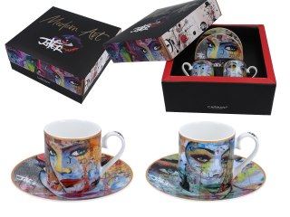 CARMANI Loui Jover — 2 porcelanowe filiżanki espresso ze spodkami, 100 ml