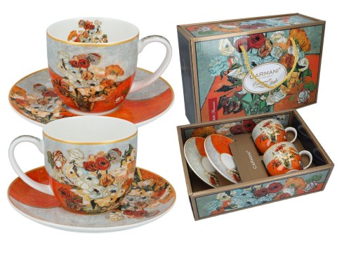 CARMANI Van Gogh – Róże i zawilce, 2 filiżanki ze spodkami, 250 ml