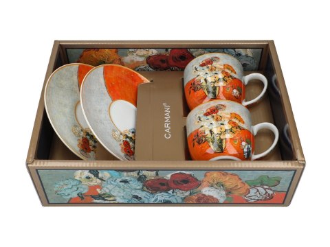 CARMANI Van Gogh – Róże i zawilce, 2 filiżanki ze spodkami, 250 ml
