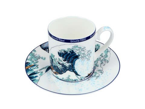 CARMANI Hokusai Wielka fala — filiżanka porcelanowa ze spodkiem 250 ml