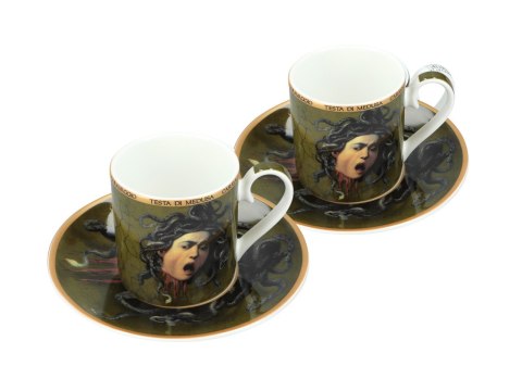 CARMANI Caravaggio Głowa Meduzy — 2 filiżanki espresso ze spodkami, 100 ml