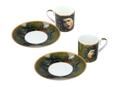 CARMANI Caravaggio Głowa Meduzy — 2 filiżanki espresso ze spodkami, 100 ml