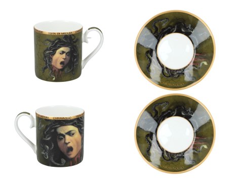 CARMANI Caravaggio Głowa Meduzy — 2 filiżanki espresso ze spodkami, 100 ml