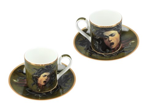 CARMANI Caravaggio Głowa Meduzy — 2 filiżanki espresso ze spodkami, 100 ml