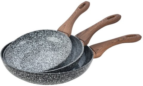 KINGHOFF Granit Wood KH-1030 — komplet 3 patelni 20, 24 i 28 cm