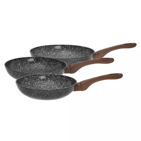 KINGHOFF Granit Wood KH-1030 — komplet 3 patelni 20, 24 i 28 cm