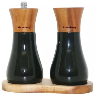 KLAUSBERG KB-7594 — akacjowy młynek do pieprzu i solniczka na podstawce