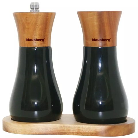 KLAUSBERG KB-7594 — akacjowy młynek do pieprzu i solniczka na podstawce