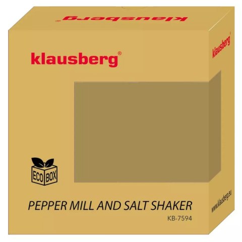 KLAUSBERG KB-7594 — akacjowy młynek do pieprzu i solniczka na podstawce