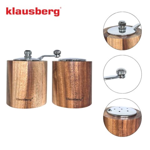 KLAUSBERG KB-7859 — akacjowy młynek do pieprzu i solniczka