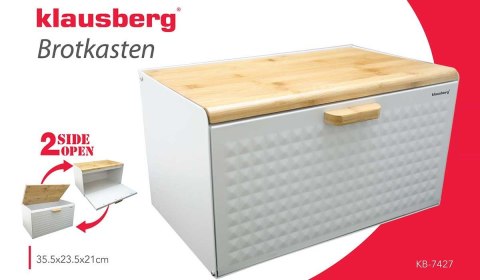 Klausberg KB-7427 - chlebak biały z drewnianą pokrywą