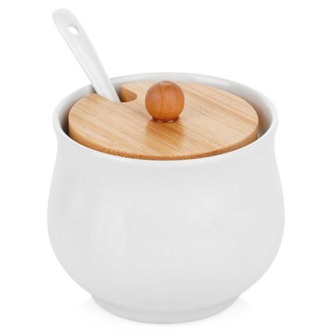 Cukiernica ceramiczna 250 ml z łyżeczką - biała 139684
