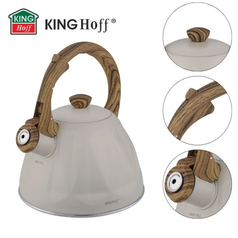 KINGHOFF KH-1998 - czajnik z gwizdkiem 2 l, kremowy