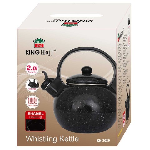 KINGHOFF KH-2039 - czajnik emaliowany z gwizdkiem 2 l, czarny