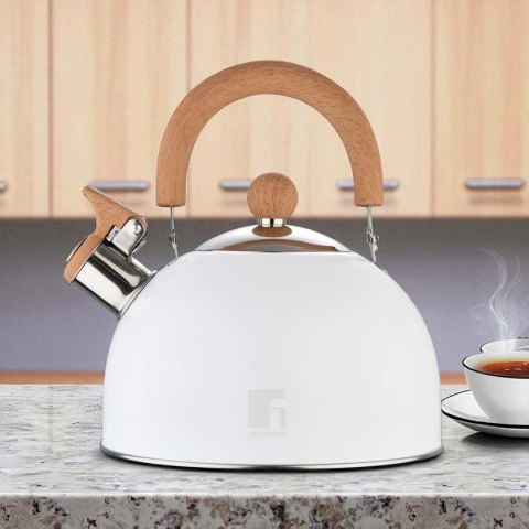 Bergner Naturally BG-37304 - czajnik z gwizdkiem 2,3 l, biały
