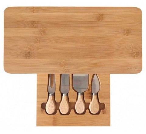 KINGHOFF KH-1567 - bambusowa deska do serów z 4 przyborami