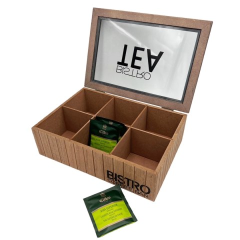 Organizer na herbatę 259348 - 6 przegródek, MDF i szkło