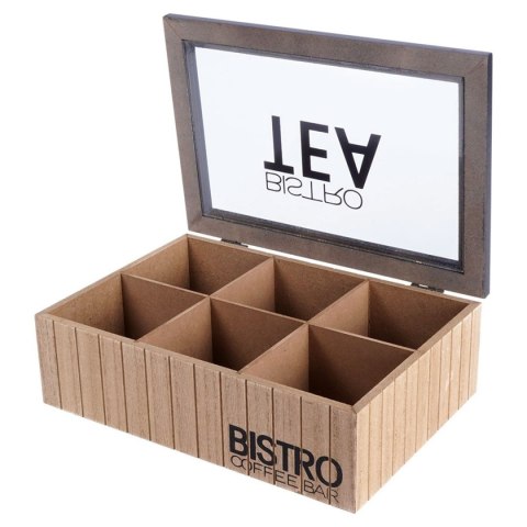 Organizer na herbatę 259348 - 6 przegródek, MDF i szkło