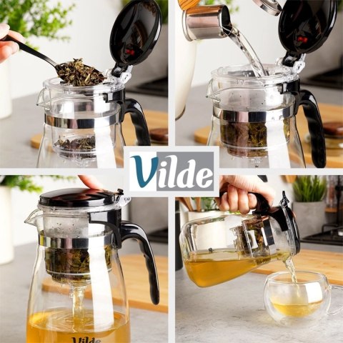 VILDE 259417 - szklany dzbanek z zaparzaczem spustowym, 1150 ml