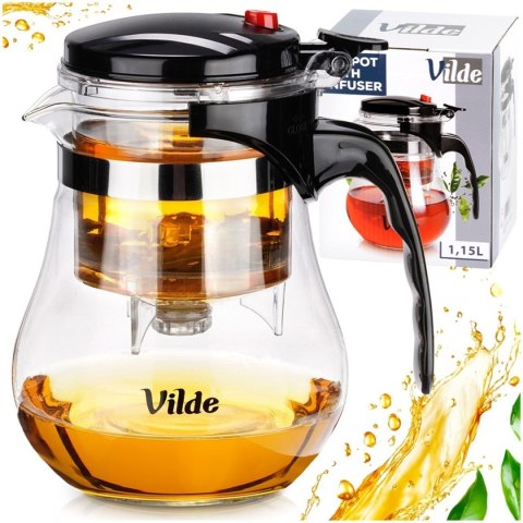 VILDE 259417 - szklany dzbanek z zaparzaczem spustowym, 1150 ml