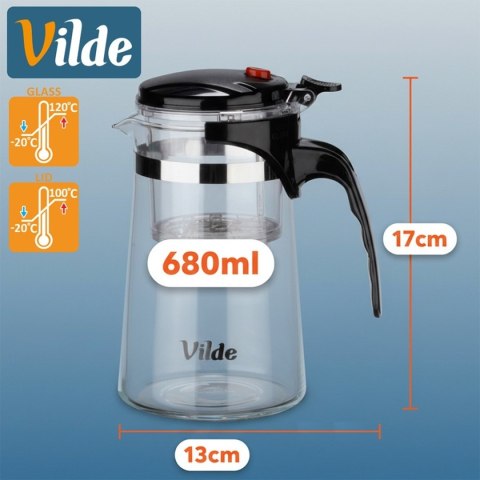 VILDE 259415 - szklany dzbanek z zaparzaczem spustowym, 680 ml