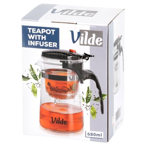 VILDE 259415 - szklany dzbanek z zaparzaczem spustowym, 680 ml