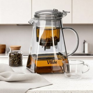 VILDE 259424 - szklany dzbanek z zaparzaczem spustowym, 880 ml