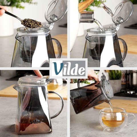VILDE 259424 - szklany dzbanek z zaparzaczem spustowym, 880 ml