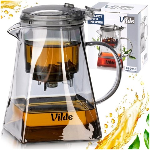 VILDE 259424 - szklany dzbanek z zaparzaczem spustowym, 880 ml