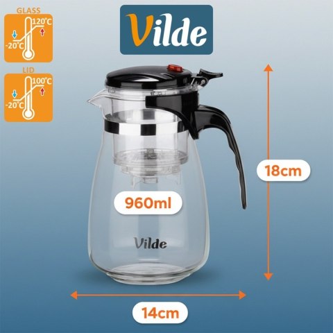 VILDE 259416 - szklany dzbanek z zaparzaczem spustowym, 960 ml