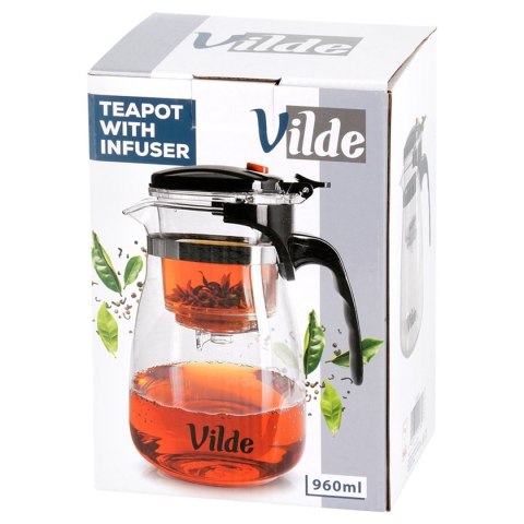 VILDE 259416 - szklany dzbanek z zaparzaczem spustowym, 960 ml