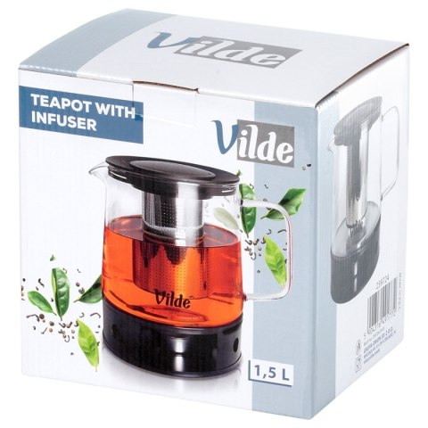 Vilde 259724 - dzbanek szklany 1,5 l z zaparzaczem i podgrzewaczem