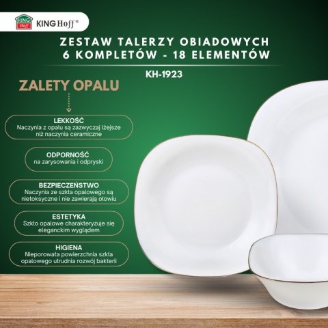 KINGHOFF TOPAZ KH-1923 - serwis obiadowy dla 6 osób, 18 elementów