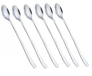 KINGHOFF KH-1340 — komplet 6 długich łyżeczek do latte i deserów, 22 cm
