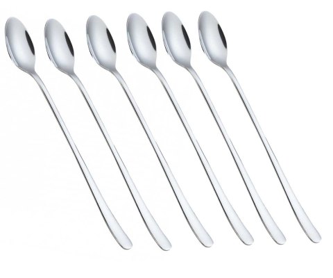 KINGHOFF KH-1340 — komplet 6 długich łyżeczek do latte i deserów, 22 cm