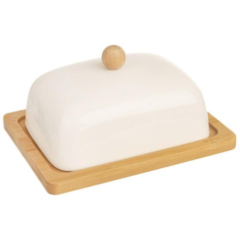 Orion WhiteLine 127144 - maselniczka porcelanowa z bambusem