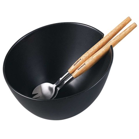 KLAUSBERG KB-7786 - czarna porcelanowa misa z 2 łyżkami
